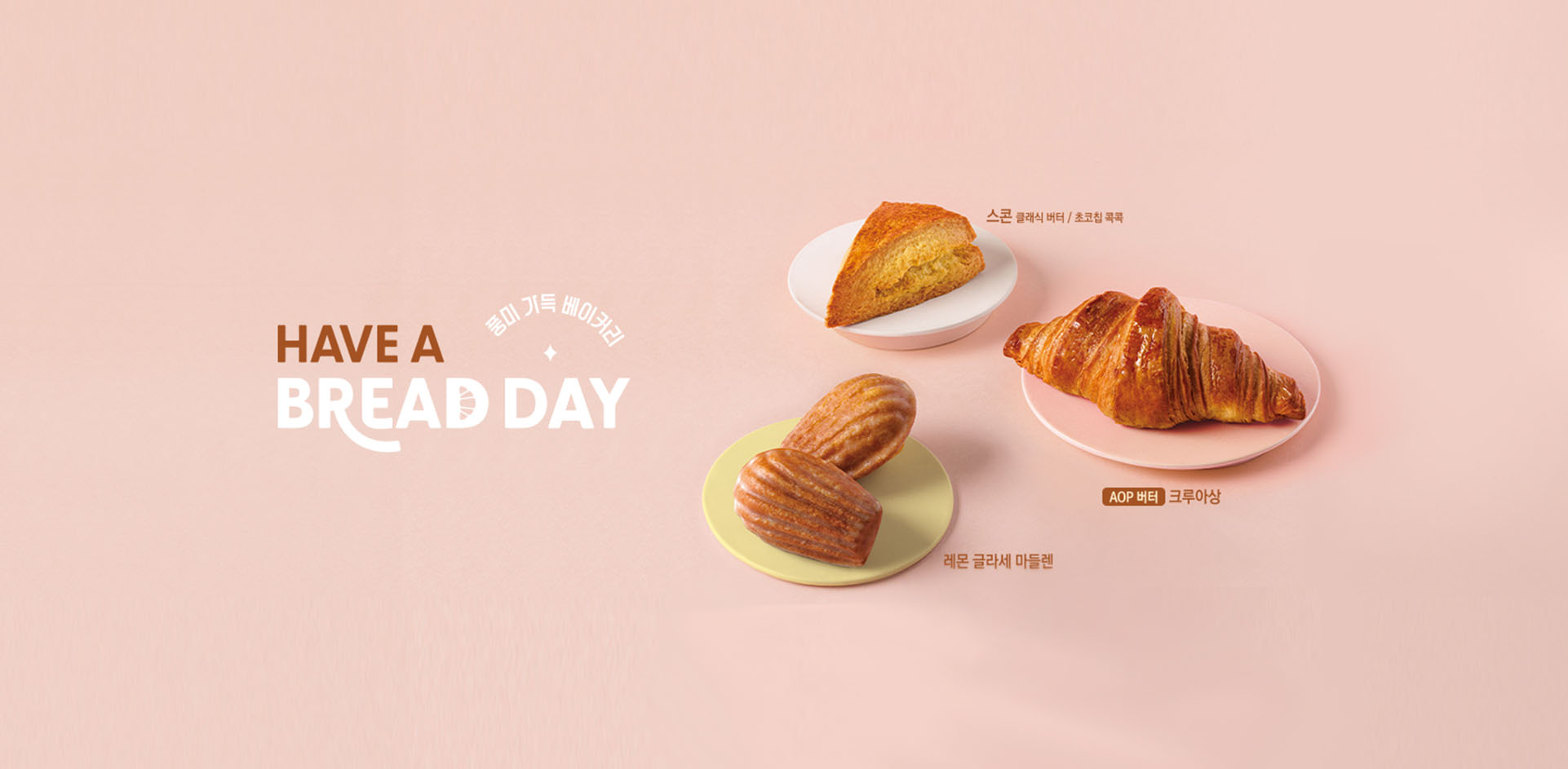 HAVE A BREAD DAY-풍미 가득 베이커리-스콘 클래식 버터/초코칩 콕콕-AOP 버터 크루아상-레몬 글라세 마들렌